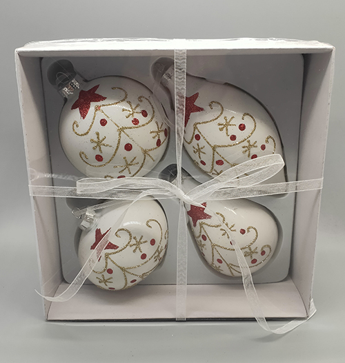 2024 White color hand blown glass ornaments 4sets olive onion ball in one gift box  