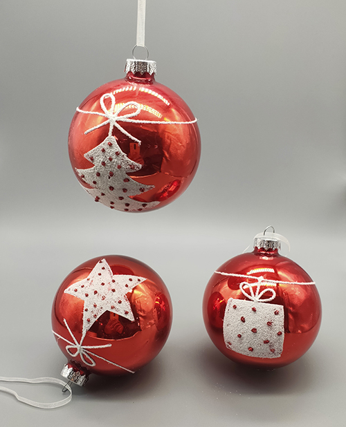  2024 Popular Red Christmas Glass Crafts Ball ornaments for Tree decoration home decoration